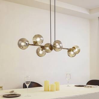 Hanglamp Lindby Isamer, rookgrijs, 130 cm, bol zwart, rookgrijs