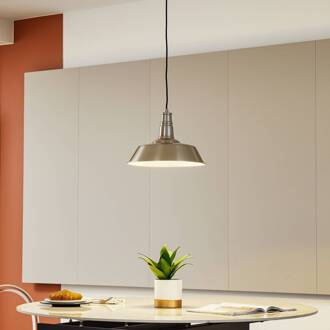 Hanglamp Lindby Laylan, nikkel/wit, Ø 36 cm, metaal nikkel, wit