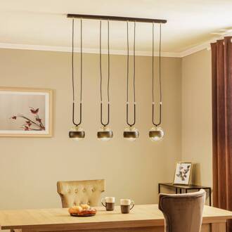 Hanglamp Linear, zwart/helder, 4-lamps zwart, helder