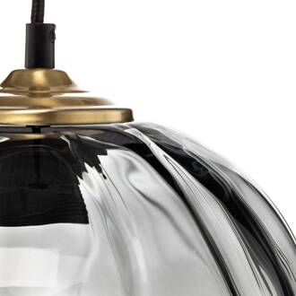 Hanglamp Linkeus I glazen kap rookgrijs Ø 26cm rookgrijs-transparant, zwart