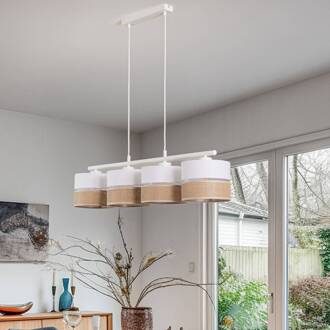 Hanglamp Linobianco, lineair, 4-lamps wit, bruin