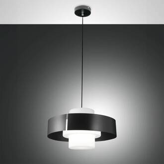 Hanglamp Loto, zwart, Ø 45 cm, metaal, glas, E27 zwart, wit