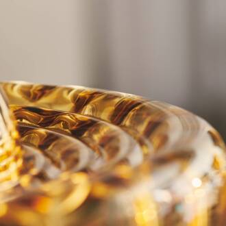 Hanglamp Lotus, barnsteen, Ø 25 cm, glas, mondgeblazen amber, goud