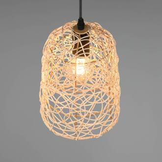 Hanglamp Lovis van gevlochten rotan, 1-lamp licht hout, zwart