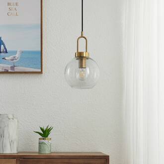 Hanglamp Lucande Nalian, Ø 20 cm, metaal, glas, helder messing, helder