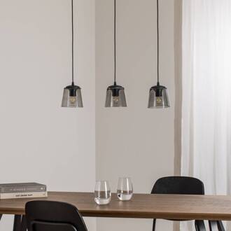 Hanglamp Lucea 3-lamps smoke zwart, rookgrijs