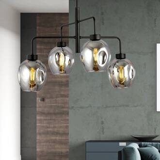 Hanglamp Lukka, 4-lamps, zwart/grafiet zwart, grafiet