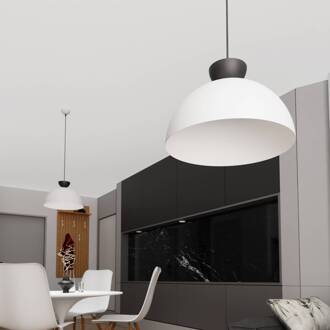 Hanglamp Lunaro, wit, Ø 40 cm, metaal wit, zwart