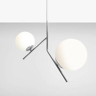 Hanglamp Lunio, 2-lamps, chroom chroom, mat wit