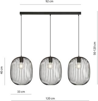 Hanglamp Maia, kooivorm, 3-lamps zwart