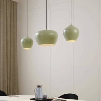 hanglamp Malisa, groen, 3-lamps, metaal, lengte 90cm lichtgroen, wit