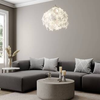 Hanglamp Maple met bladmotief wit, chroom