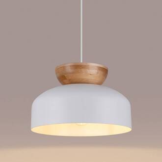 Hanglamp Marion, Ø 29,5 cm, hout, staal wit, lichtbruin