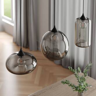 hanglamp Marla, 3-lamps, glas, rookgrijs, E27 rokerig grijs