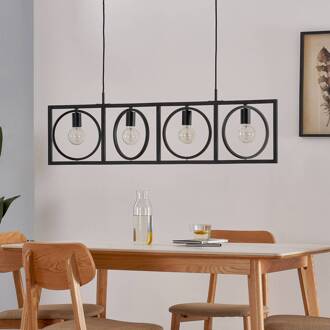 hanglamp Mateja, zwart, metaal, 112 cm, 4-lamps.