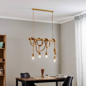 Hanglamp Mauli van hout en touw Lichtgekleurd hout, natuurlijk