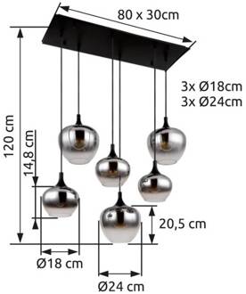 Hanglamp Maxy Metaal Zwart 6x E27