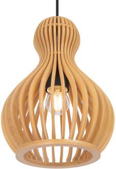 Hanglamp Maytoni Roots, Ø 20 cm, hoogte 27 cm, hout/zwart licht hout, zwart