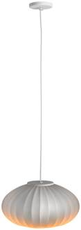 Hanglamp Mei, kap plat ovaal, structuur wit wit, wit