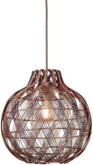 Hanglamp Mendoza bamboe/kap ø35xh.35cm nat/burgundy, S