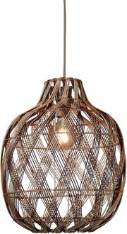 Hanglamp Mendoza bamboe/kap ø40xh.50cm nat/burgundy, L
