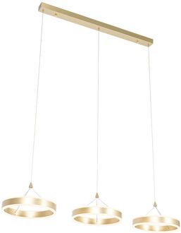 Hanglamp messing langwerpig incl. LED 3-staps dimbaar 3-lichts Goud