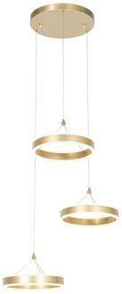 Hanglamp messing rond incl. LED 3-staps dimbaar 3-lichts - Goud