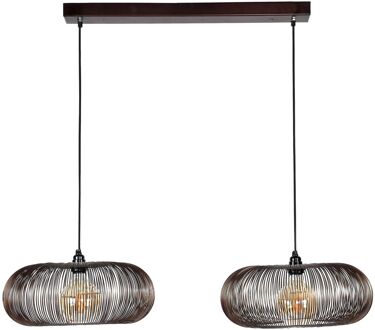 Hanglamp met 2 lampen - Koper kleurig - 150cm - Disk vorm Ø43 Grijs