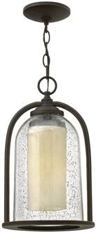 Hanglamp met dubbele kap Quincy voor buiten brons, helder, wit opaal