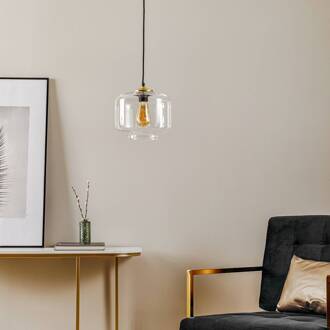 Hanglamp met helder glazen kap Ø 25cm transparant, zwart, goud