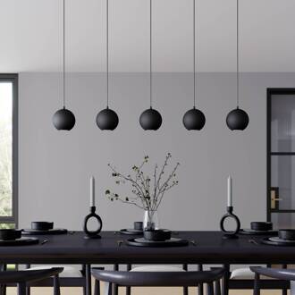 Hanglamp Midnight geheel in zwart 5-lamps