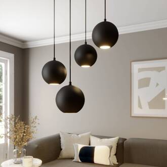 Hanglamp Midnight zwart 4-lamps rond