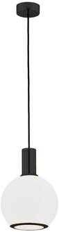 Hanglamp Milano, 1-lamp, bol, wit wit opaal, zwart