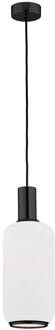 Hanglamp Milano, 1-lamp, cilindervormig, wit wit opaal, zwart