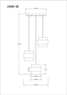 Hanglamp Milley Metaal Zwart 3x E27