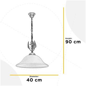 Hanglamp Mira, crème/brons, glas, Ø 40 cm, E27 brons, ivoor