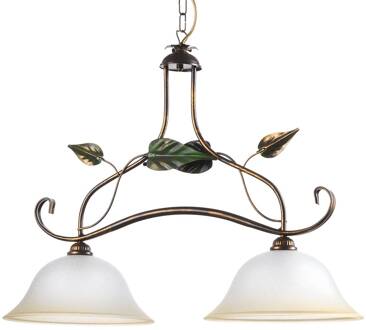 Hanglamp Miranda 2-lamps, brons brons, goud, groen, opaal