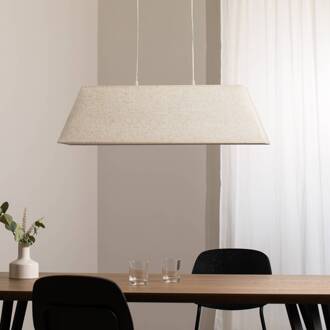 Hanglamp Miriel, 90 cm, textiel, hout licht hout, beige