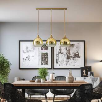 Hanglamp Monte, 3-lamps, balk, goudkleurig rookgrijs, goud