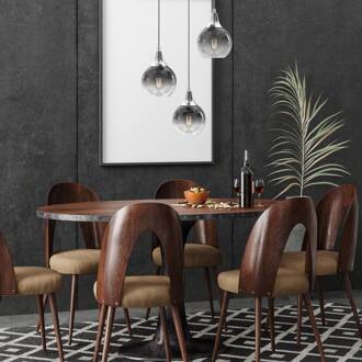 Hanglamp Monte, 3-lamps, rond, zilver rookgrijs, zilver