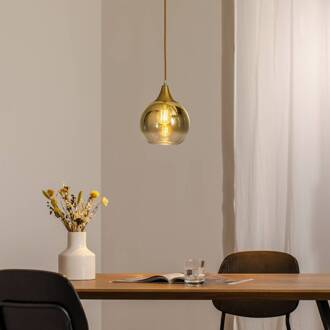Hanglamp Monte van glas, 1-lamp, goud rookgrijs, goud