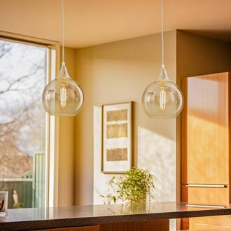 Hanglamp Monte van glas, 1-lamp, zilver rookgrijs, zilver