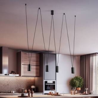 Hanglamp More Eye, 4-lamps, zwart