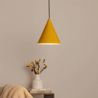 Hanglamp, mosterdgeel, metaal, Ø 24 cm, kegel, E27