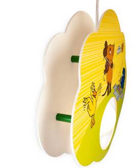 Hanglamp Mouse, geel, hout, E27, 1-lamp geel, lichtgroen, oranje, blauw