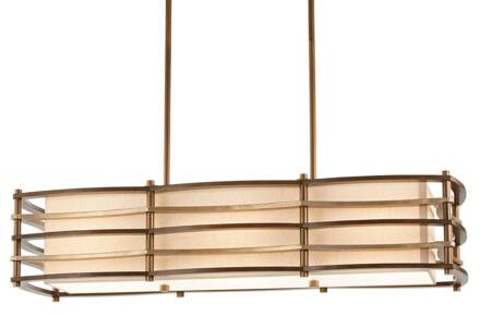 Hanglamp Moxie in lange vorm, 91x30 cm brons, crème