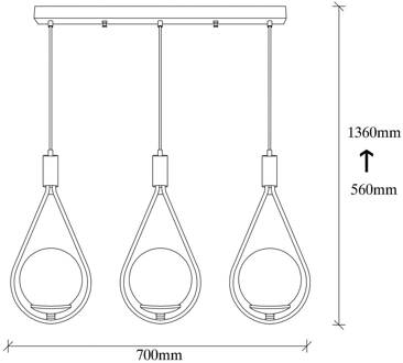 Hanglamp Mudoni MR-939 3-lamps lineair zwart/opaal glas zwart, opaalwit