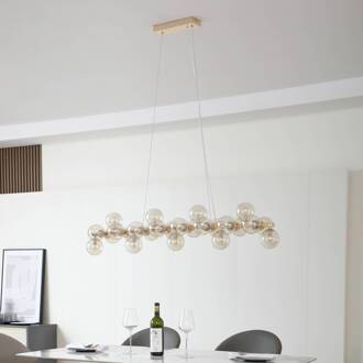 hanglamp Naelen, goud/oranje, 125 cm, glas, G9 goud, cognac
