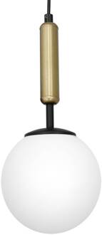 Hanglamp Nalo, 1-lamp, zwart/messing zwart, messing, wit