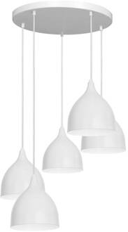 Hanglamp Nanu 5-lamps rond lichtgrijs lichtgrijs, wit